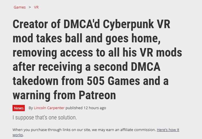 《2077》VRmod作者再次收到警告 删除《幽灵行动》40多个Mod 《2077》VRmod作者再次收到警告 删除《幽灵行动》40多个Mod
